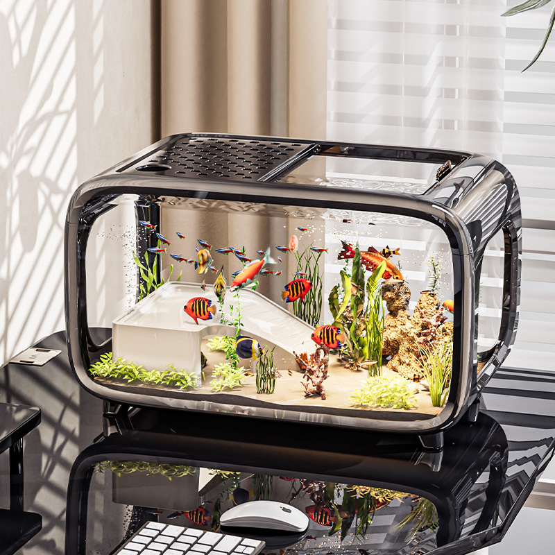 Carefully selected light luxury fish tanks for home use, high-end covered transparent living room landscaping ecological tanks, and plastic aquariums for entrance decoration Application Scenario