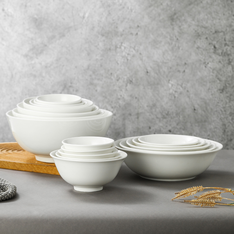 Ceramic bowls, pure white soup bowls, restaurant rice bowls, hotel noodle bowls, buffet bowls, snack bowls, commercial white porcelain bowls wholesale Application Scenario
