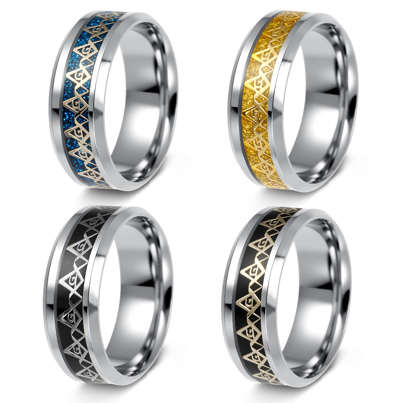 Yiwu small accessories wholesale rings, Masonic rings, stainless steel rings, cross-border best-selling jewelry in Europe and America
