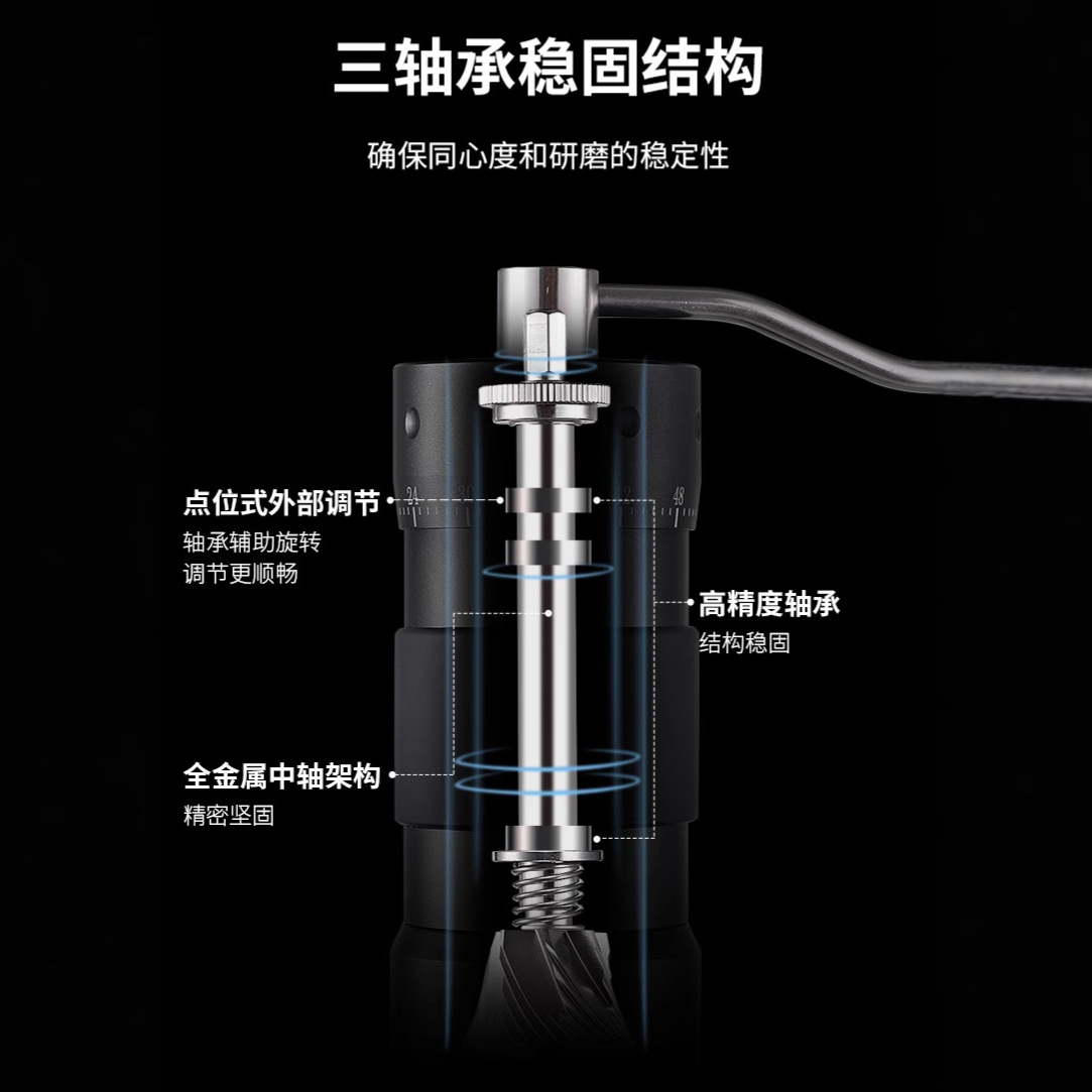 Cross-border hand-cranked coffee grinder, external adjustable coffee bean grinder, stainless steel hand-ground seven-star ghost tooth hand-brewed coffee machine Specification image