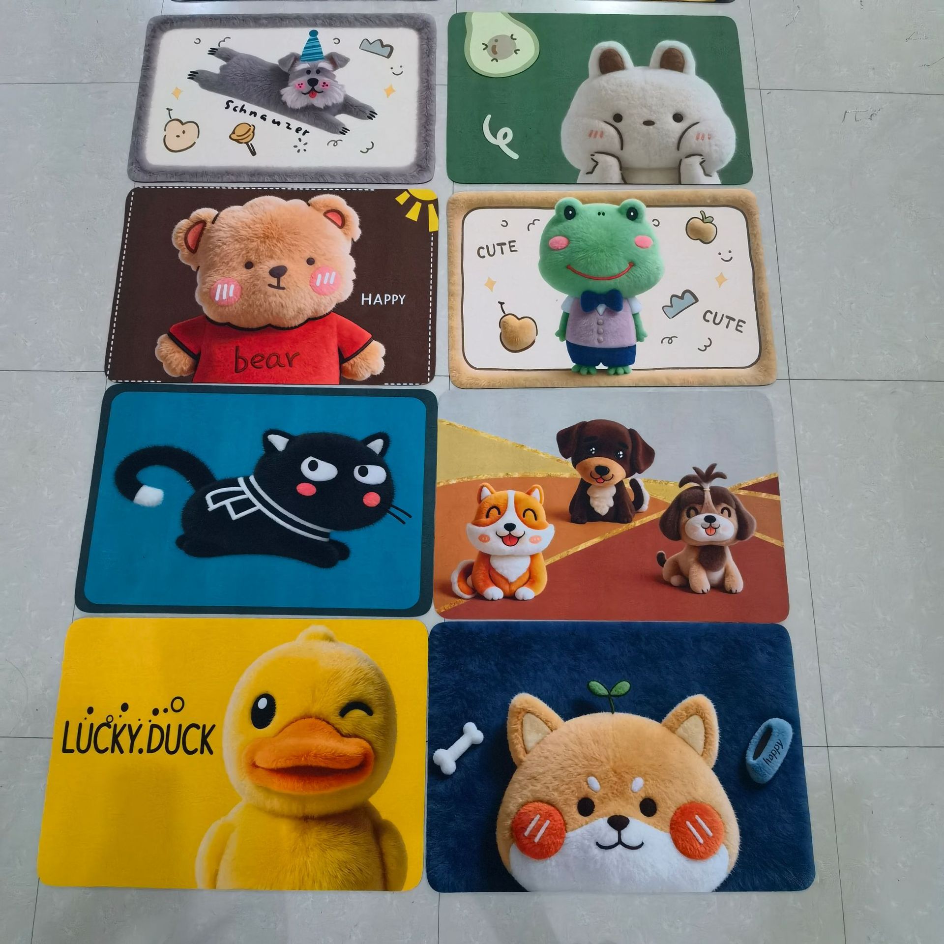 毛绒动物立体感3D儿童卡通游戏升级硅藻泥科技布防滑吸水柔软地垫