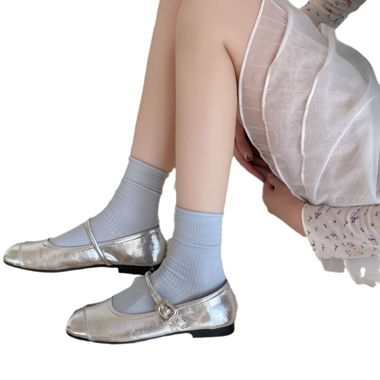 Sock stall, one-piece consignment, rolled-edge, pile socks for women, summer thin Korean style, ins solid color, simple and versatile, vertical strip, loose, boneless postpartum socks, one-piece consignment Item Picture