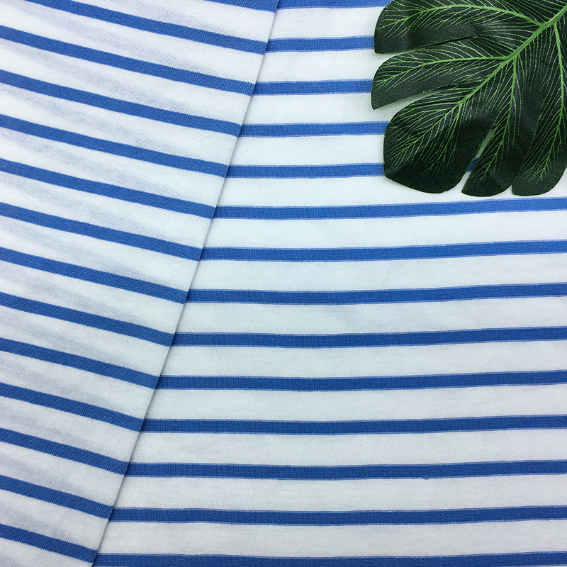 21S algodón liso 180g algodón single stripe sweat cloth skin friendly color rayas camiseta tela manga corta details Picture