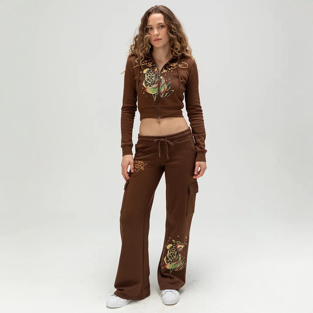 A 2025 new European and American style printed hooded sweatshirt and sweatpants two-piece women's casual set details Picture
