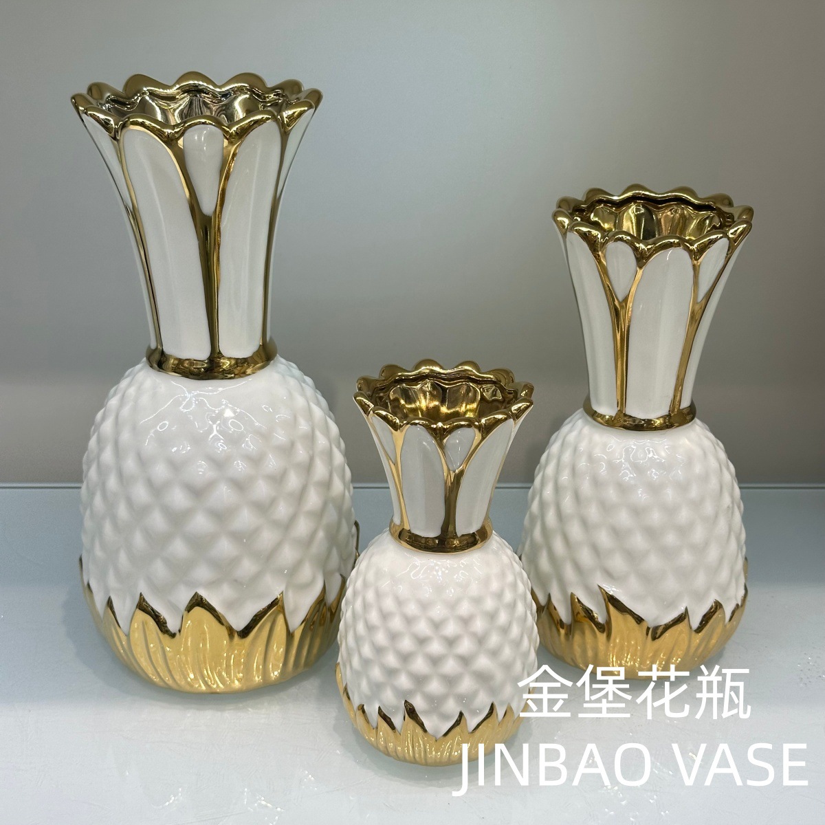 New European-style ceramic vase three-piece set for home living room decoration, flower arrangement, dried flowers, flower vases and decorative items