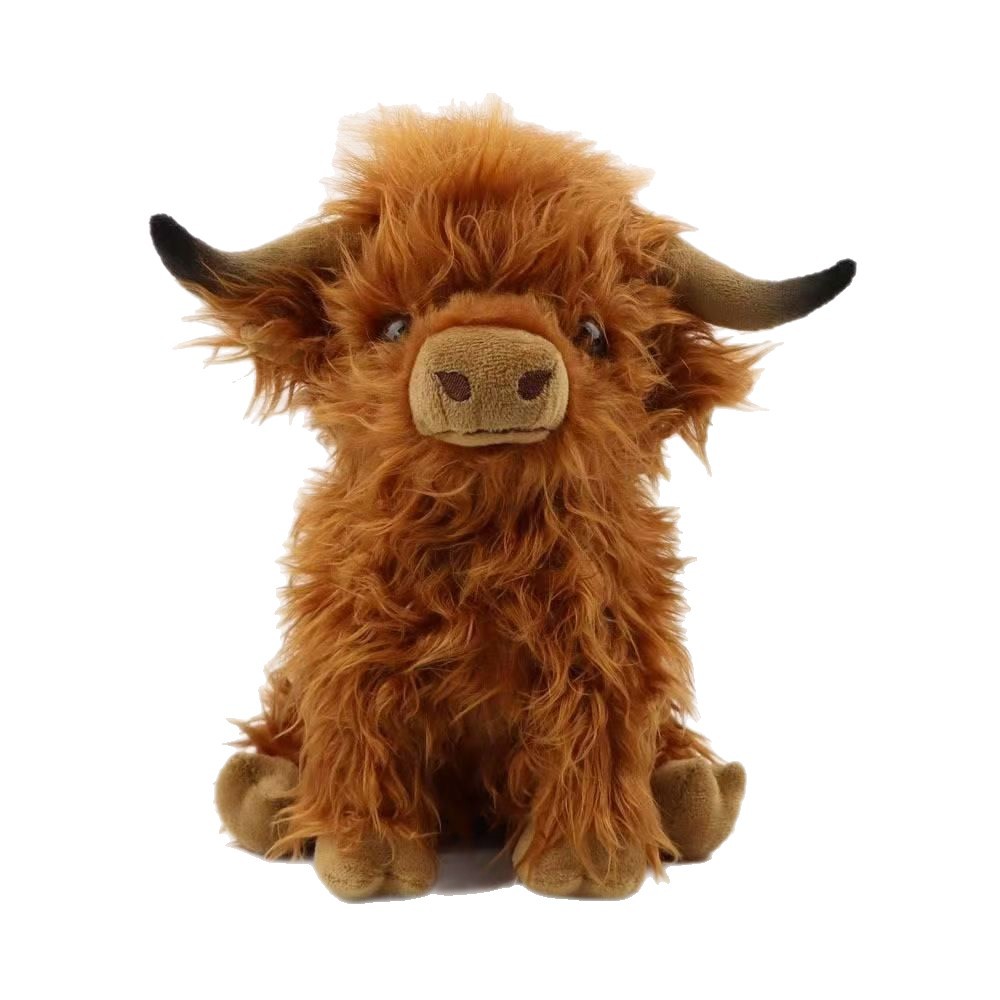 HighlandCow Cute Scottish HighlandCow plush toy, Cow Breathing Series Gift Music figurine Item Picture