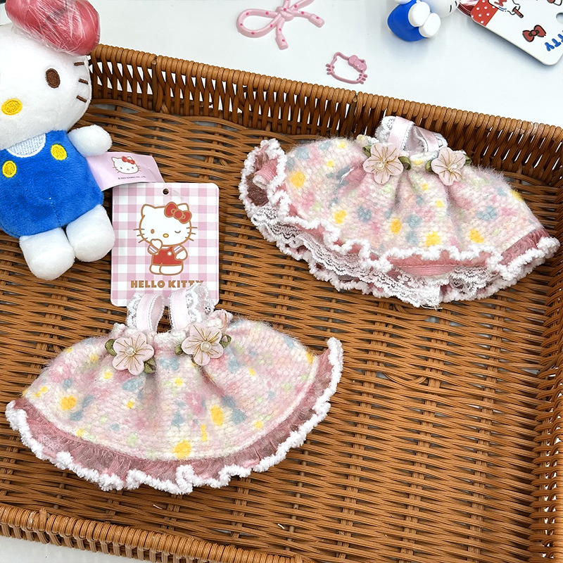 kt Little Chanel flower halter dress, baby dress, cute rose dress, lace plush doll clothing wholesale Specification image