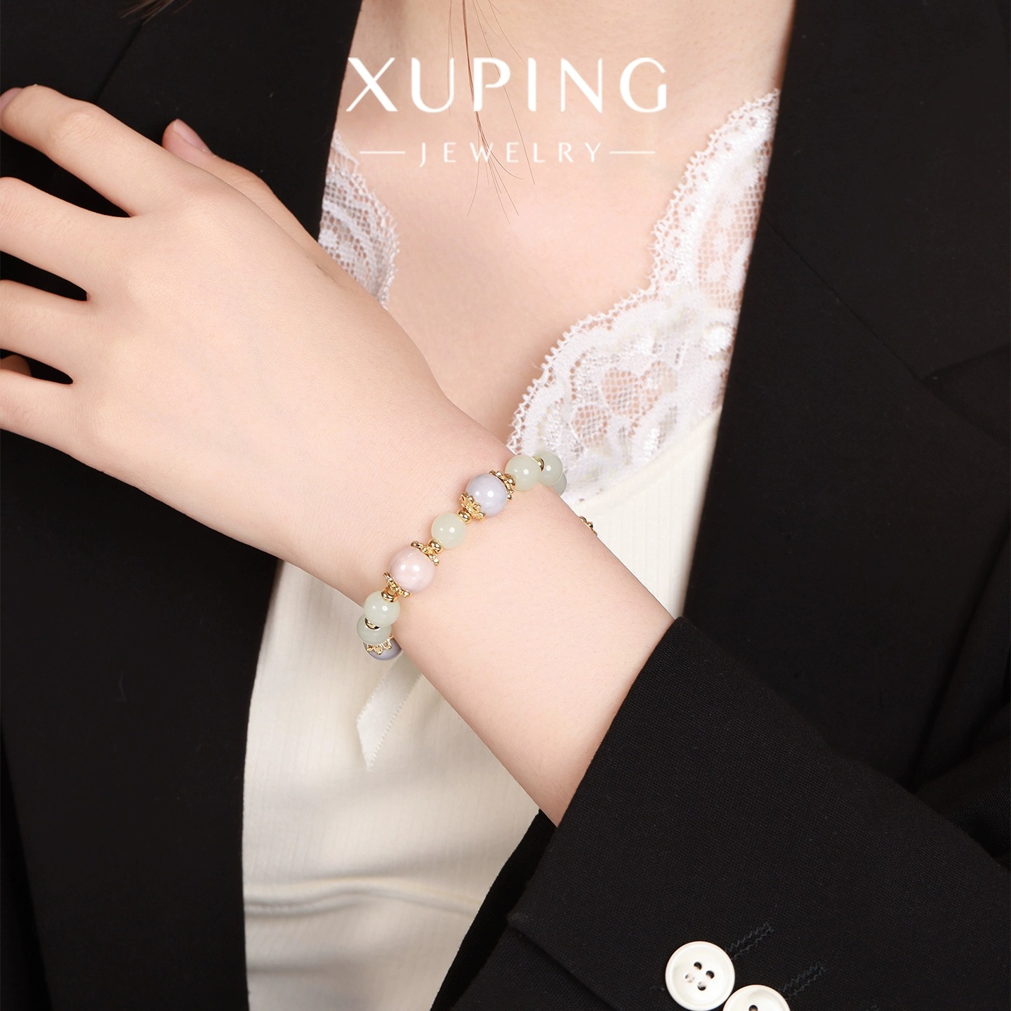 Xuping New Chinese classical style simple and elegant beaded bracelet, elegant jewelry with beaded imitation, autumn and winter accessories Specification image