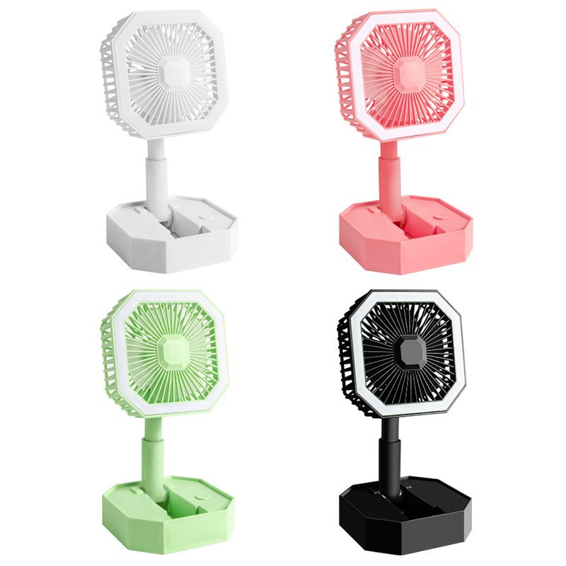 New USB charging fan, portable storage fan, folding and telescopic desktop fan with night light Application Scenario