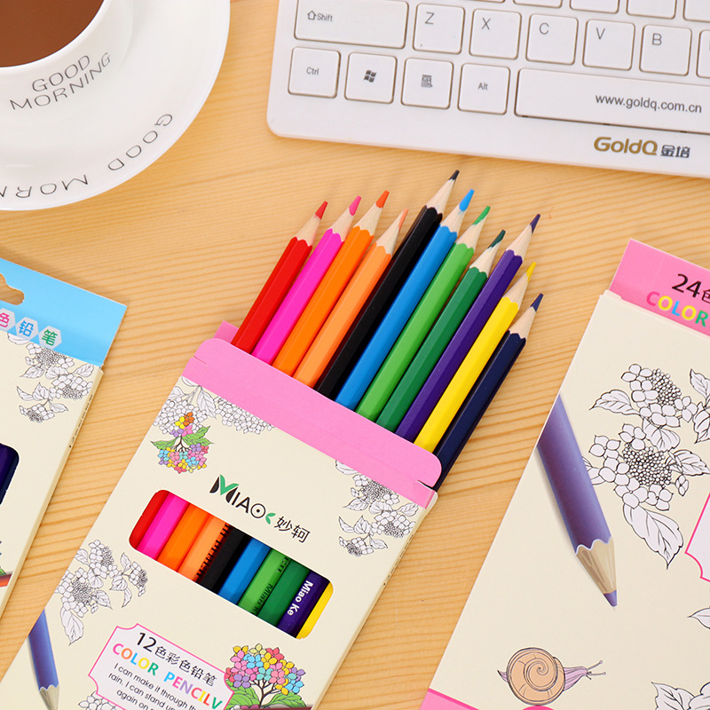 P-0723 Boxed colored pencils for children's drawing, coloring and filling, 12-color and 24-color baby drawing pens details Picture