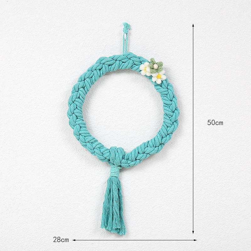 速卖通棉线编织镜子波西米亚风格挂毯编绳挂件棉绳挂饰花环手工