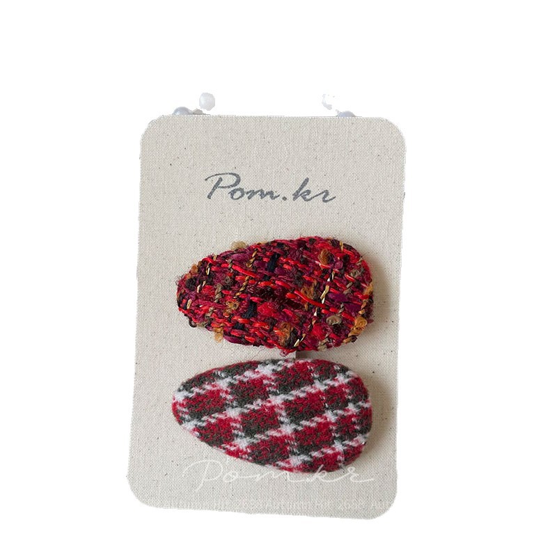 发夹/鲨鱼夹/儿童发夹/鸭嘴夹/新年红色发夹白底实物图