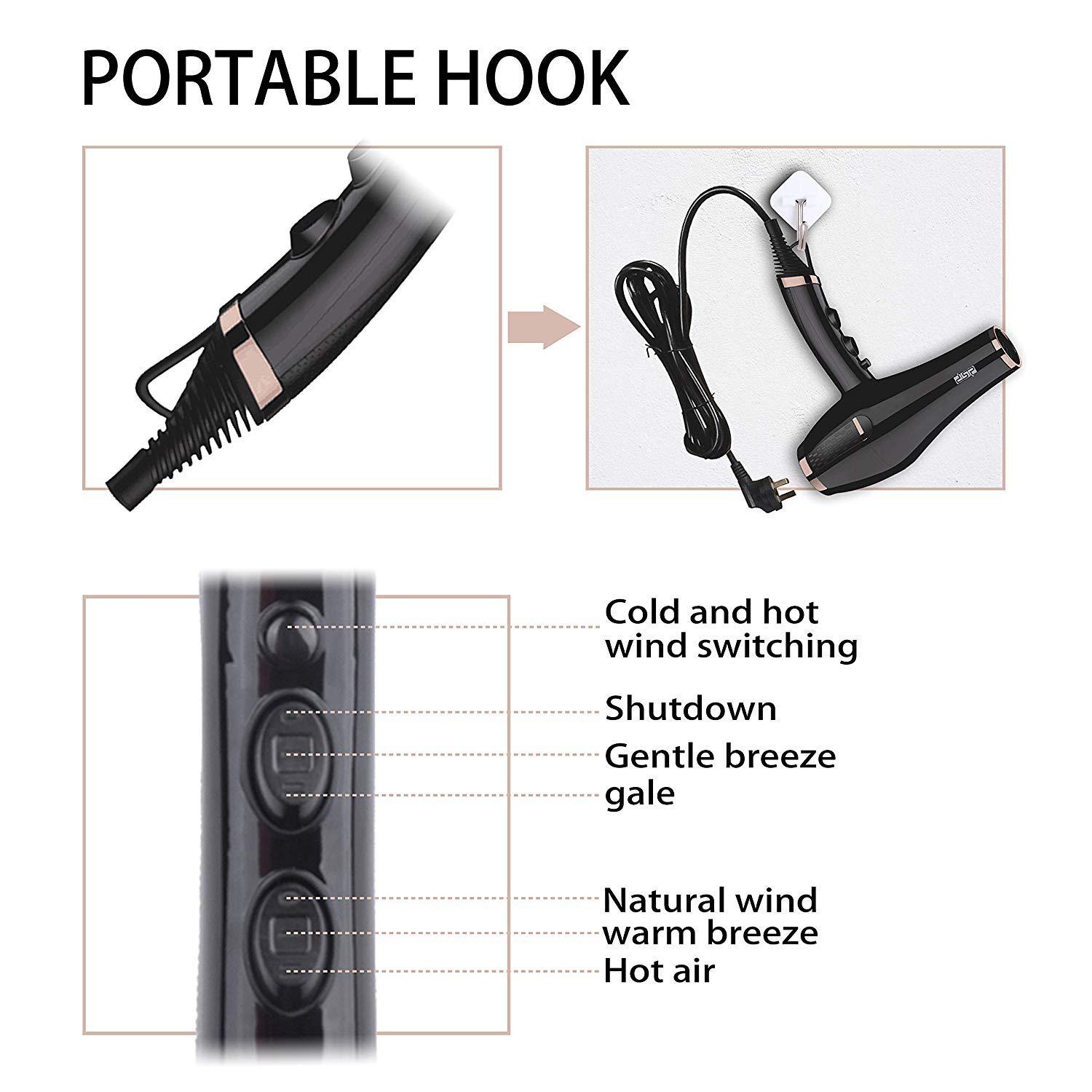 DSP丹松新款大功率吹风机不伤发负离子恒温便携家用电吹风筒白底实物图