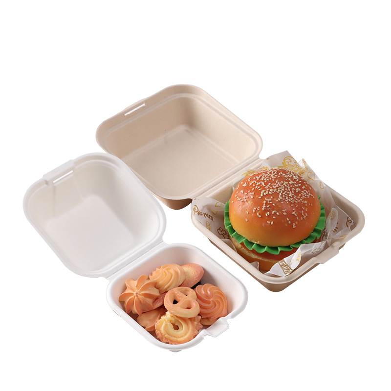 Disposable pulp lunch boxes, hamburger boxes, degradable packing lock boxes, bento boxes, desserts and cakes are sold wholesale online Item Picture