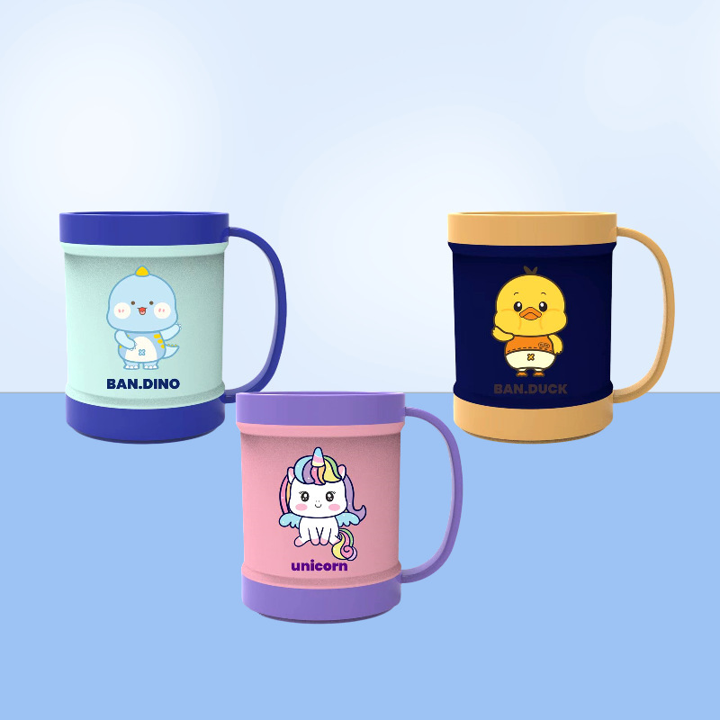 Cartoon little penguin printed thickened toothbrush cup, mouthwash cup, household children's breakfast cup, microwave-heated milk cup