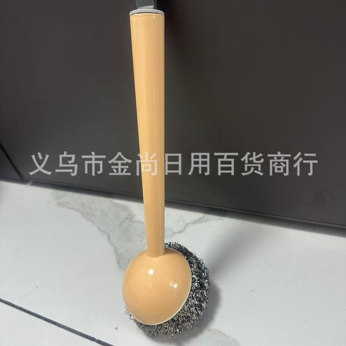 New cleaning brush, steel wool ball pot brush, long-handled household kitchen multi-functional brush, dish cleaning pot with long-handled pot brush details Picture