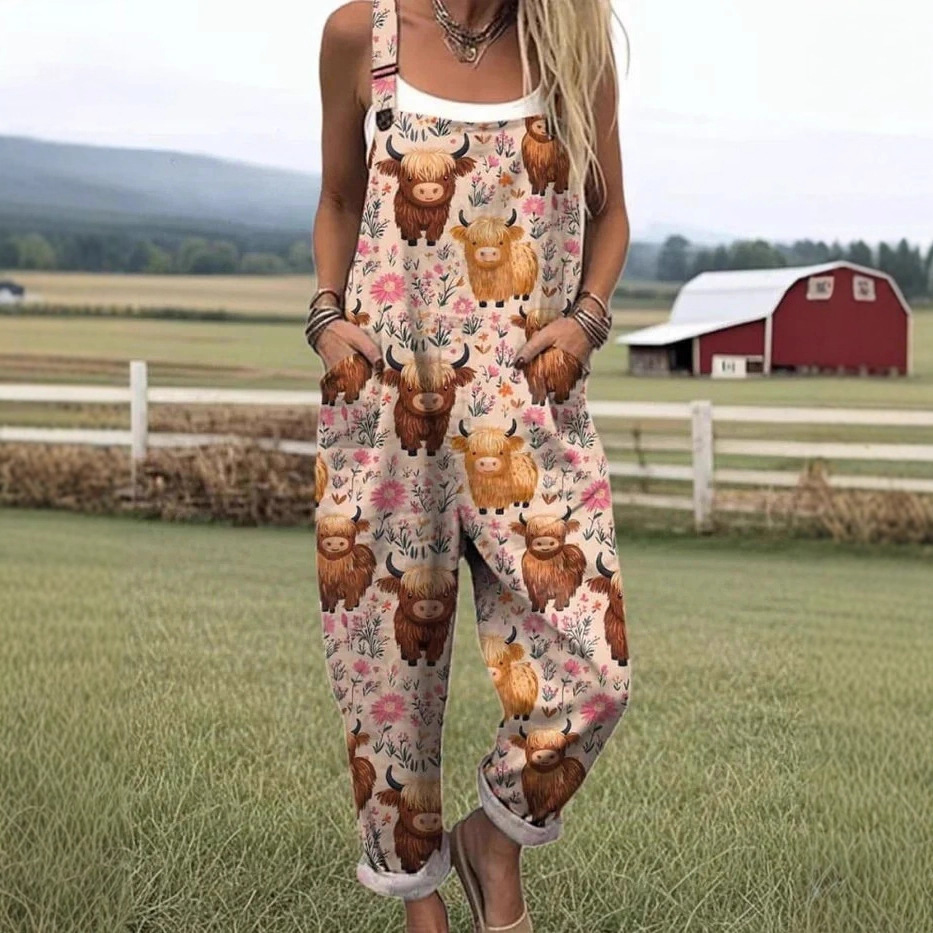 (Japanese Button) Cross-border women's clothing Amazon European and American summer digital 3D printed button overalls casual halter pants details Picture