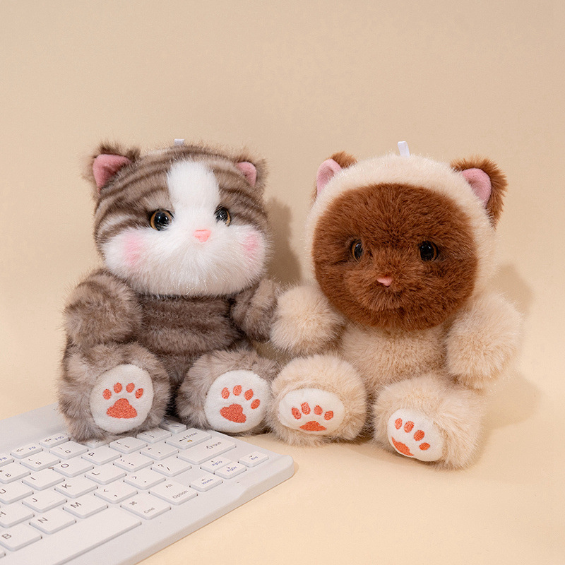 Cute and adorable golden gradient cat palm treasure, plush cat toy, learning set, Siamese cat office decoration details Picture