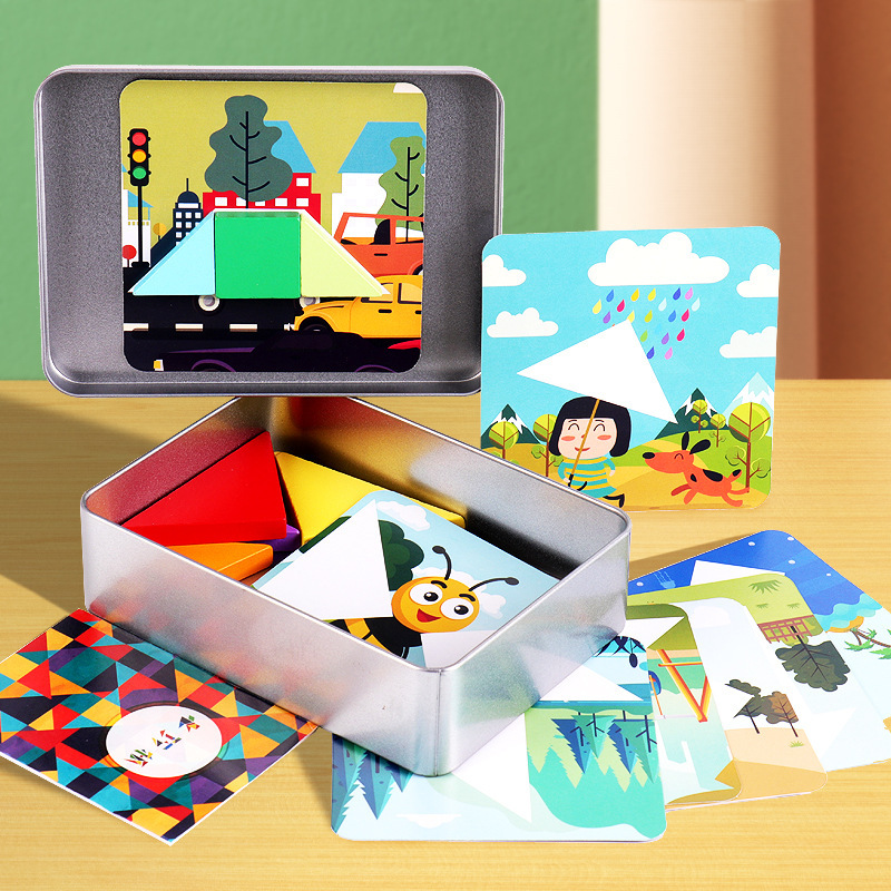 开发大脑磁性七巧板磁力贴智力拼图小学磁力玩具早教益智玩具