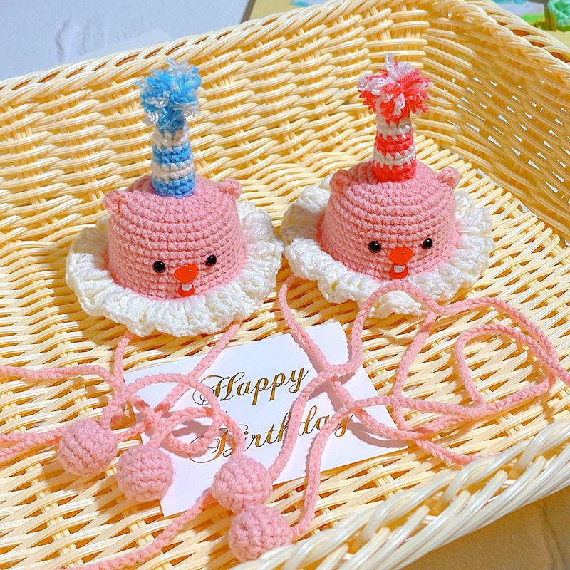 毛线钩织成品儿童可爱生日帽发饰宝宝生日拍照头饰公主装扮配饰产品图