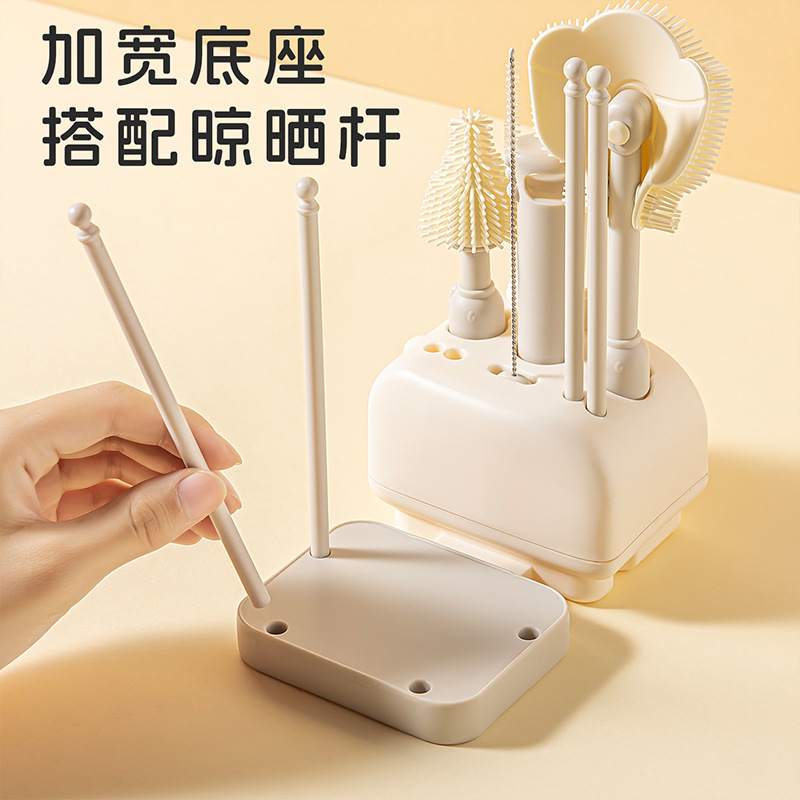 Portable baby bottle refreshing, special cleaning brush for babies, travel set, storage box set, hot pot, silicone cleaning brush Application Scenario