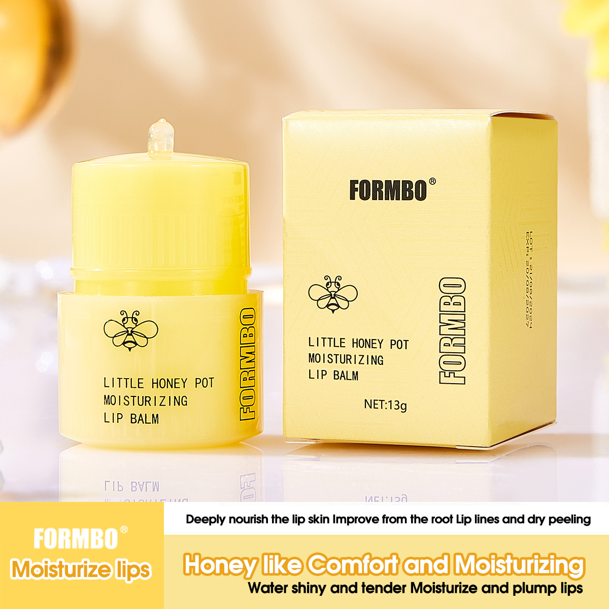 【 Cross-border Exclusive 】FORMBO Small Honey Jar Lip Balm Moisturizing and Hydrating Lip Care Lip Balm Wholesale