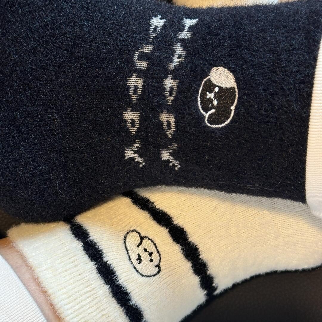 Winter socks for women, thickened with fleece, warm and cold-proof, Korean style Instagram trendy cartoon cute puppy mid-calf socks, postpartum socks Specification drawing