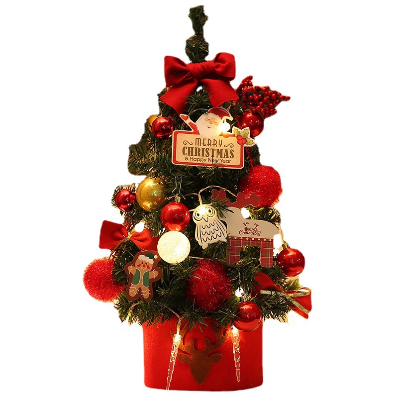 跨境45CM家用迷你小型加密圣诞树套餐圣诞节装饰品桌面摆件60厘米白底实物图