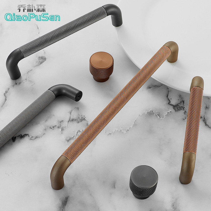 现代简约美式蛇纹衣柜拉手咖啡灰色柜门把手橱柜抽屉鞋柜五金拉手产品图