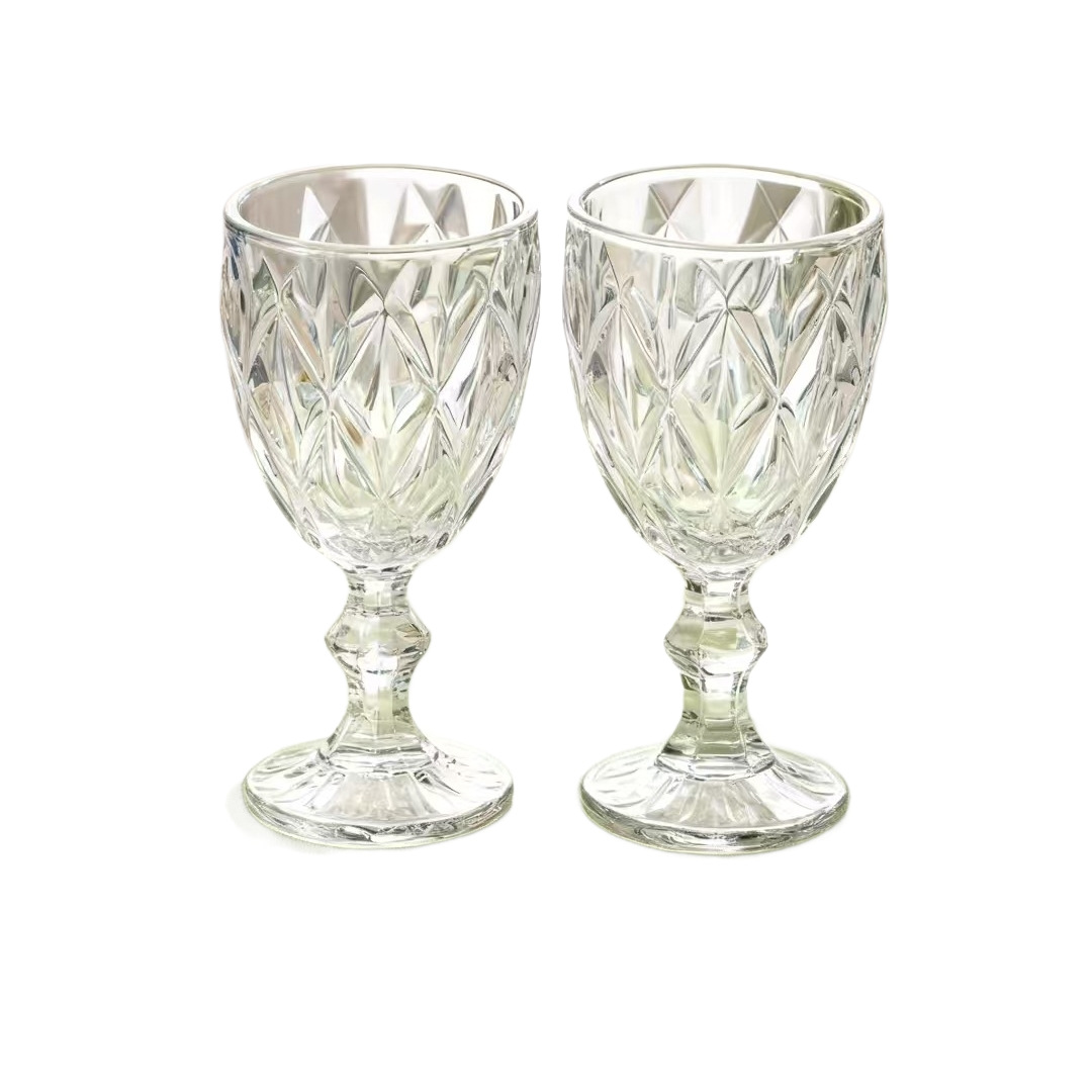 Vintage en relieve copa de vino de cristal alto color diamante diseño hogar copa de vino rojo copa de champán ligero extravagancia Item Picture