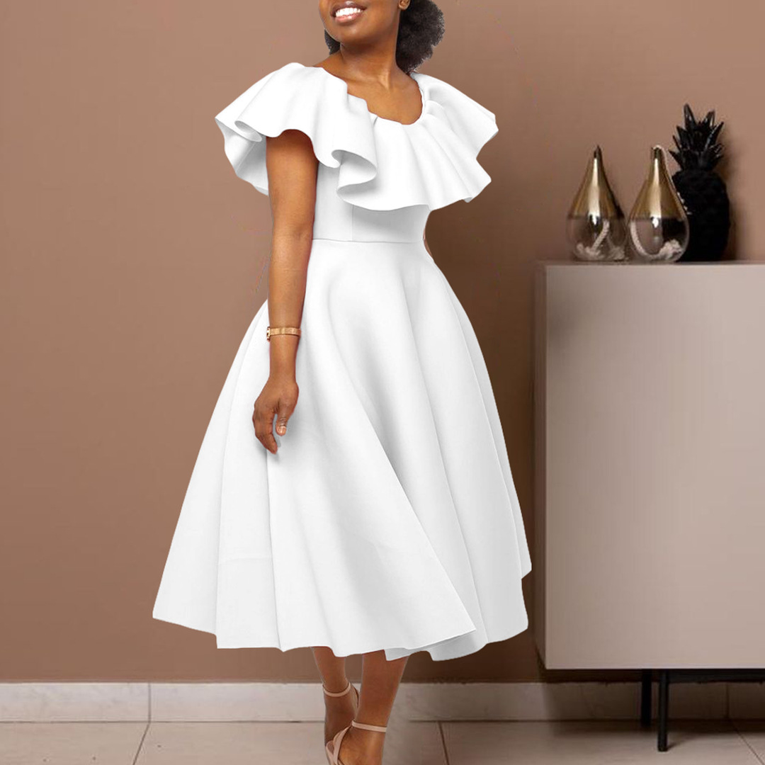 D367 European and American women's clothing independent Station Summer fashionable and elegant ruffled skirt large hem banquet dress Cross-border dress Application Scenario