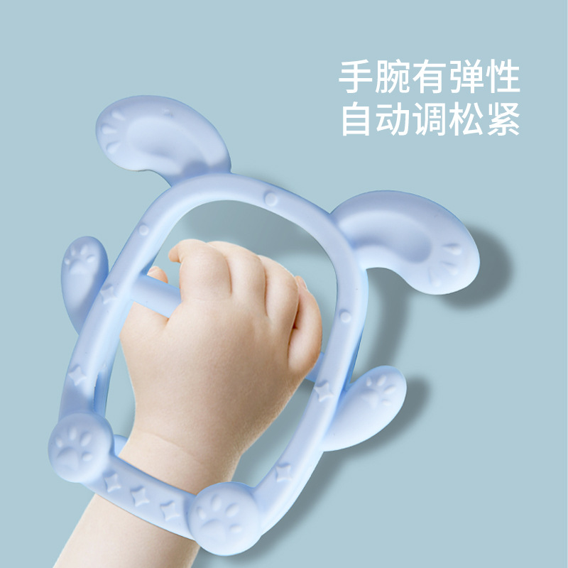 手抓兔护手牙胶婴儿磨牙棒硅胶防吃手环小蘑菇咬胶护龈