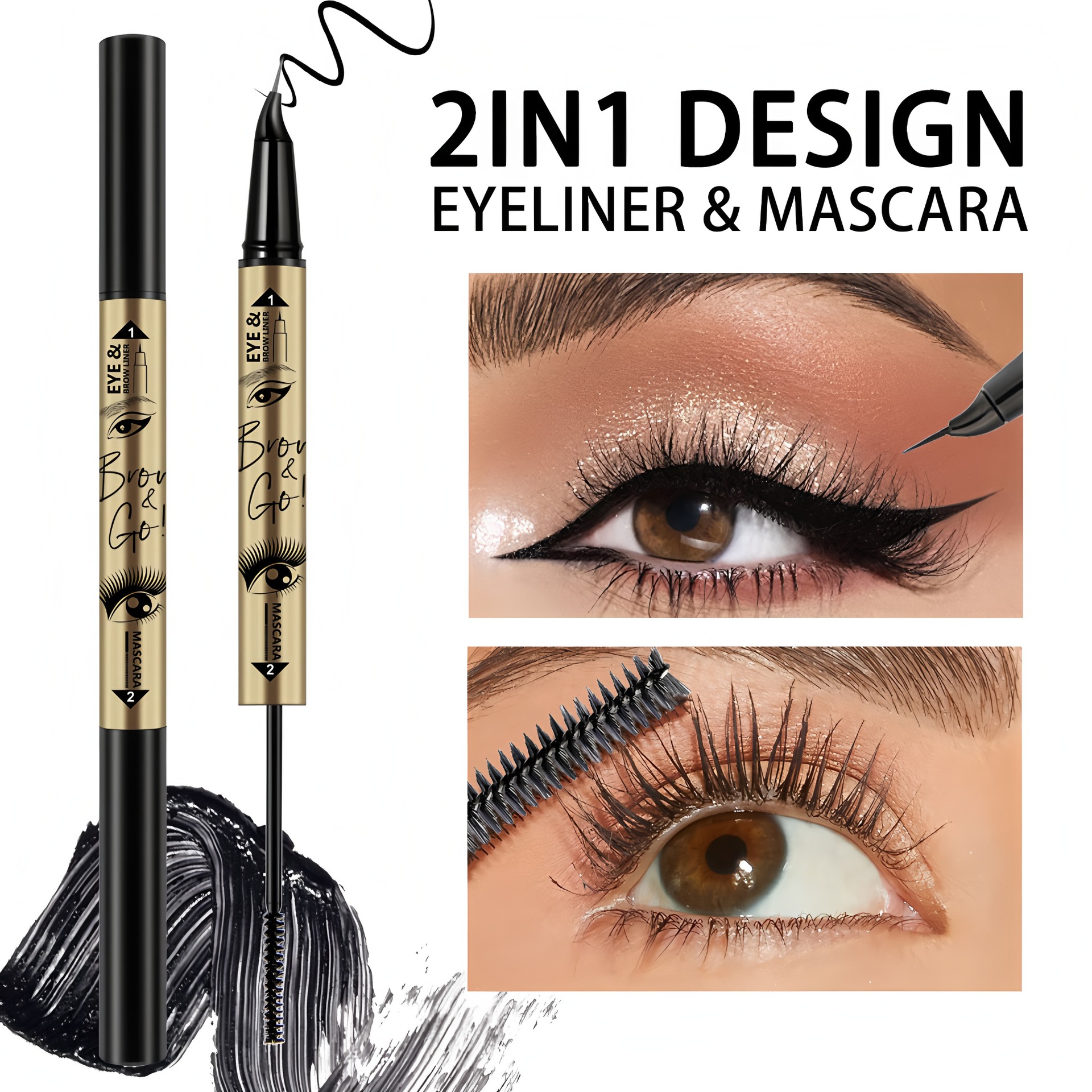 【 Cross-border Exclusive 】QICIY Eyeliner Mascara Eyebrow Pencil, one multi-color option, 5 colors available, waterproof and sweat-proof eyeliner details Picture