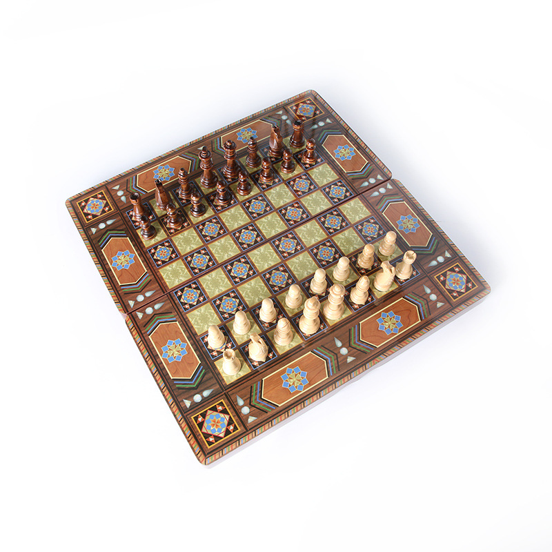 厂家直销品质款高档3合1国际象棋套装 木质折叠国际象棋