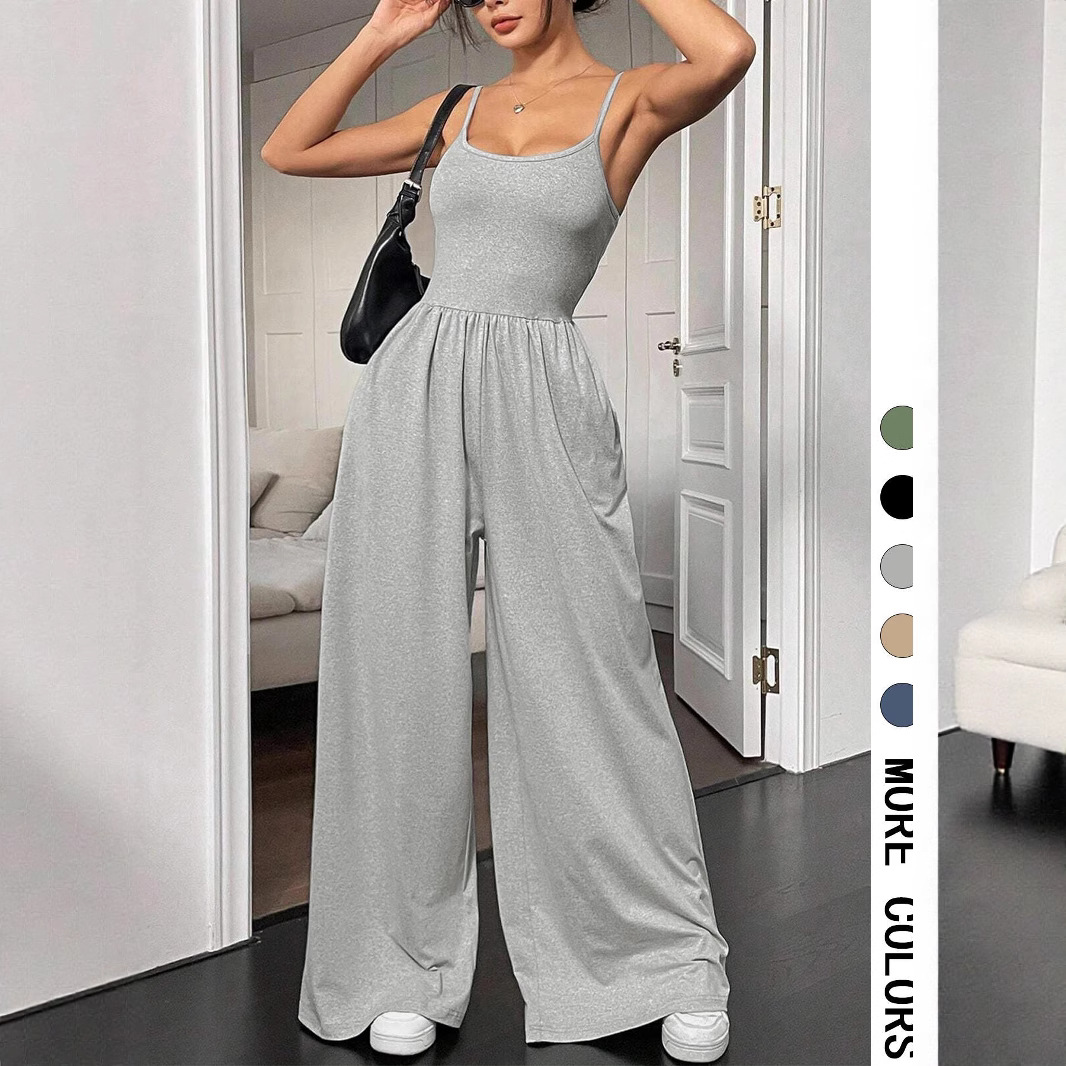 Cross-border European and American women's clothing Amazon export bestsellers 2026 Summer casual jumpsuits, sleeveless wide-leg pants and jumpsuits full figure