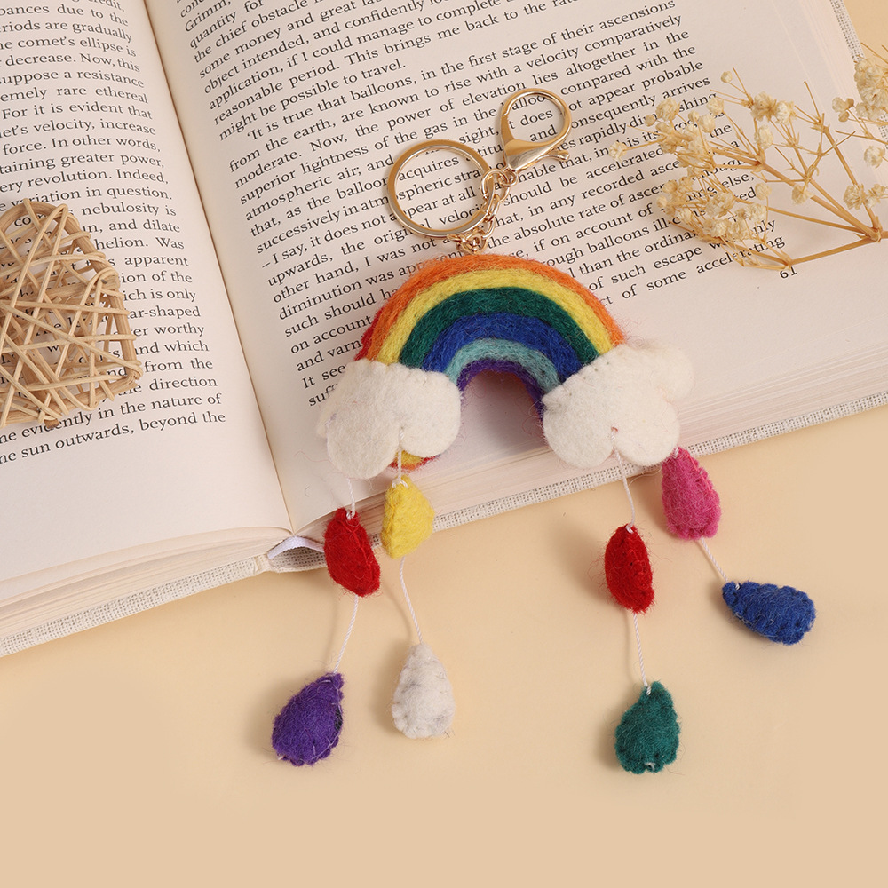 Rainbow handmade wool felt pendants, Nepalese wool felt wind chimes, creative bag pendants, cute pendants wholesale
