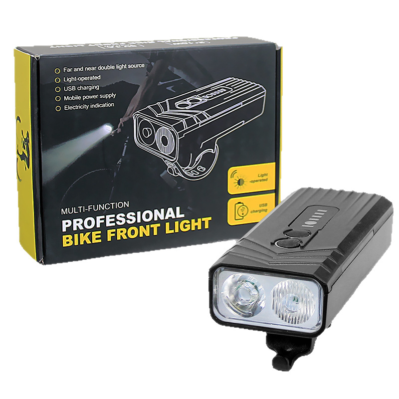 New smart sensor bicycle light, mountain bike high-brightness dual-bead headlight, outdoor cycling power bank lighting