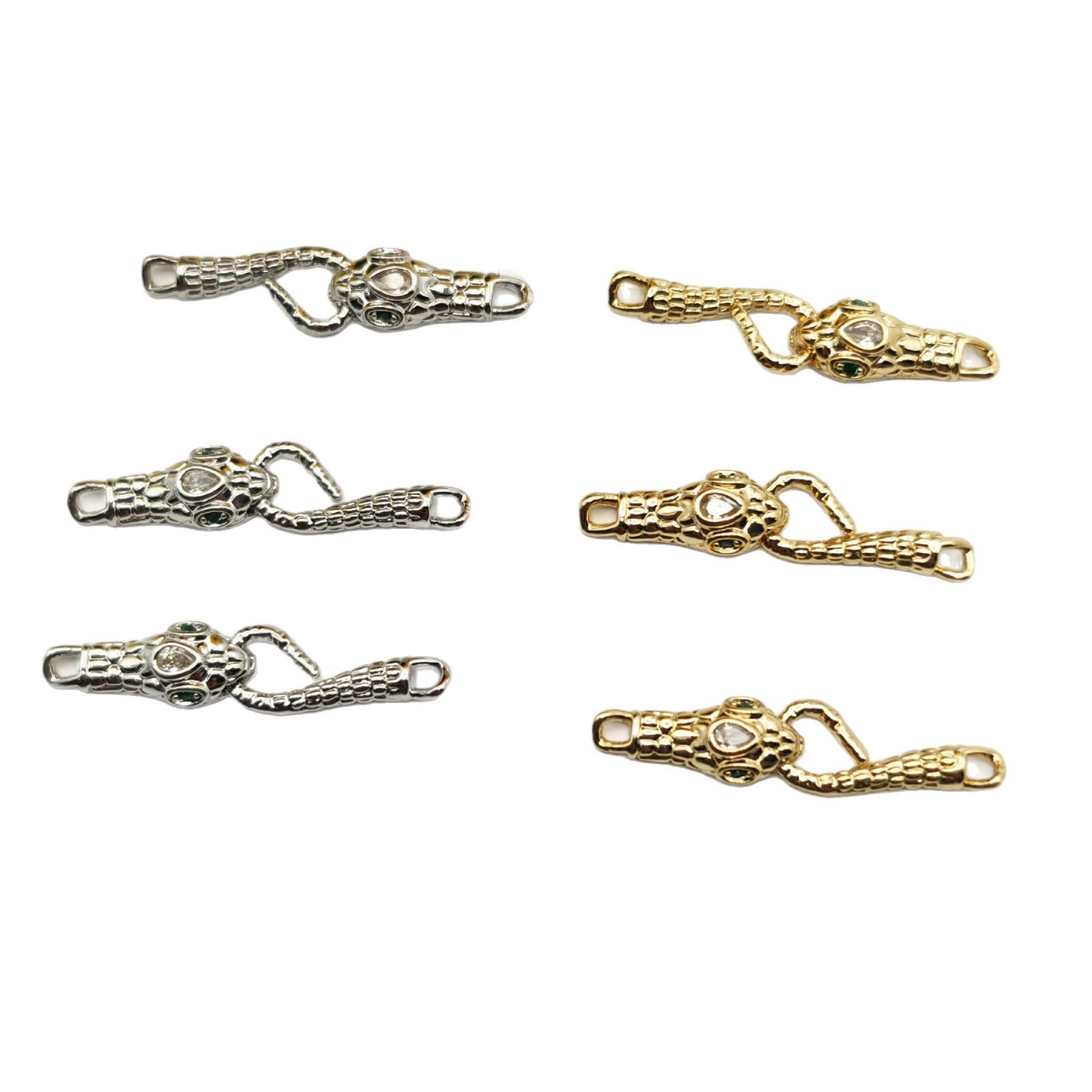 diy handcrafted snake head pearl buckle and snake tail hook buckle accessory for the Year of the Snake with high color retention, 14K gold inlaid with zirconium Item Picture