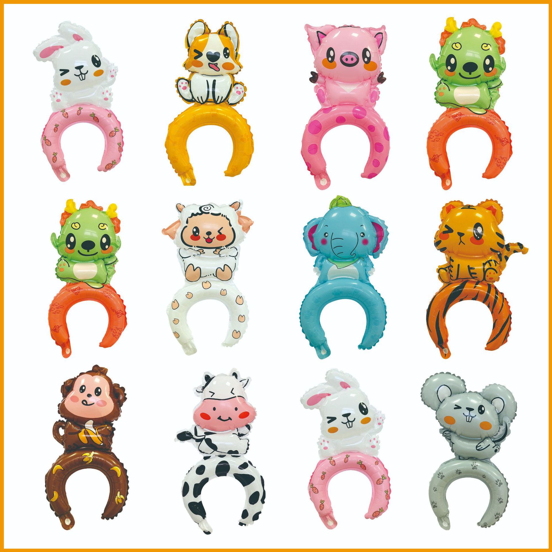 大号动物发箍头饰气球新款原创设计师款铝膜气球地推引流扫码礼品