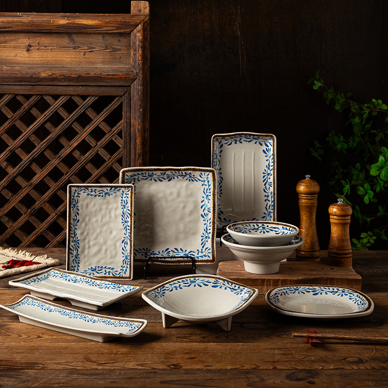 Creative A5 Melamine imitation porcelain plate hot pot buffet, restaurant lace round plate, commercial restaurant, hotel Chinese trendy style details Picture