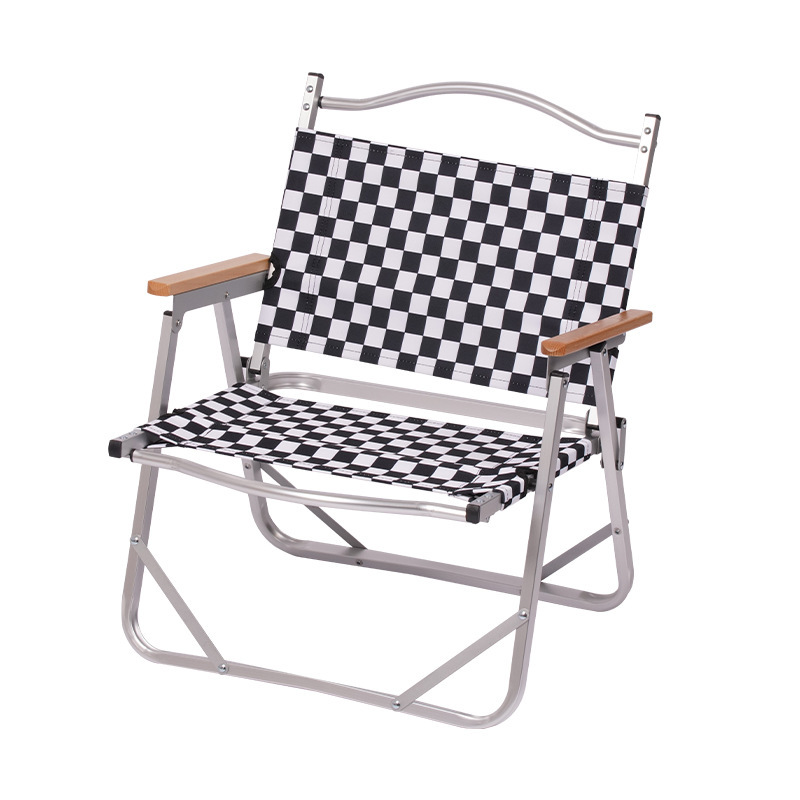 户外露营折叠椅超轻黑白格克米特椅野餐椅便携休闲椅加厚钓鱼椅白底实物图