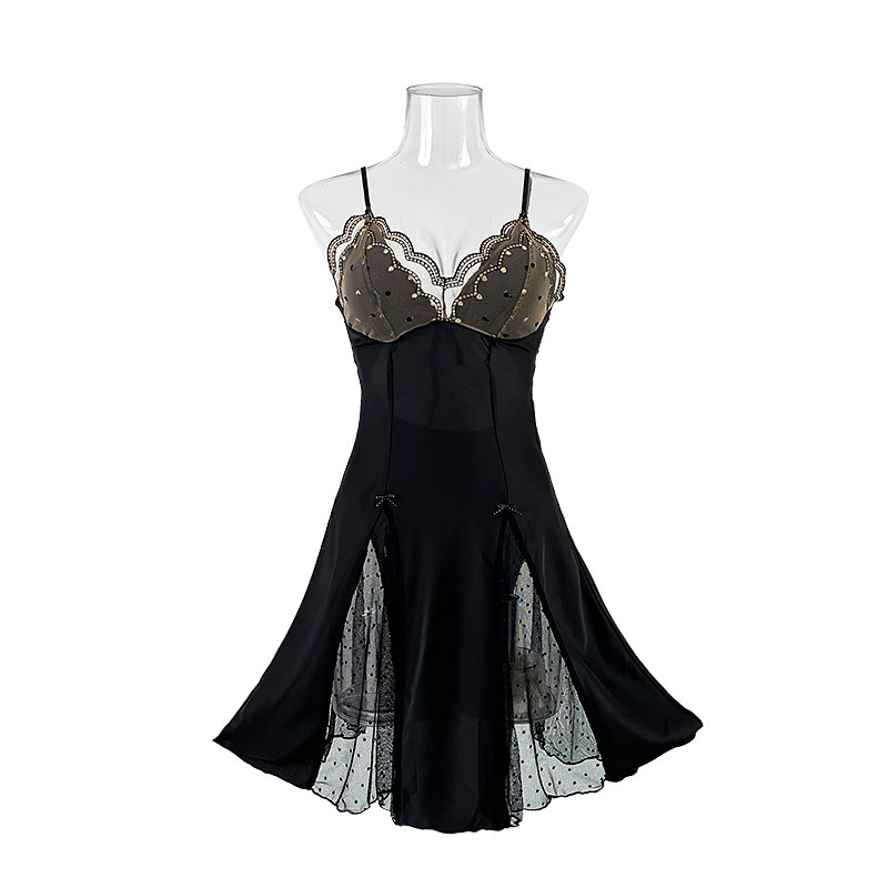 Feiyun Sexy Pajamas, Satin Nightgowns, Home Wear, Sexy halter nightgowns, Lace patchwork pajamas for women wholesale 427 Item Picture