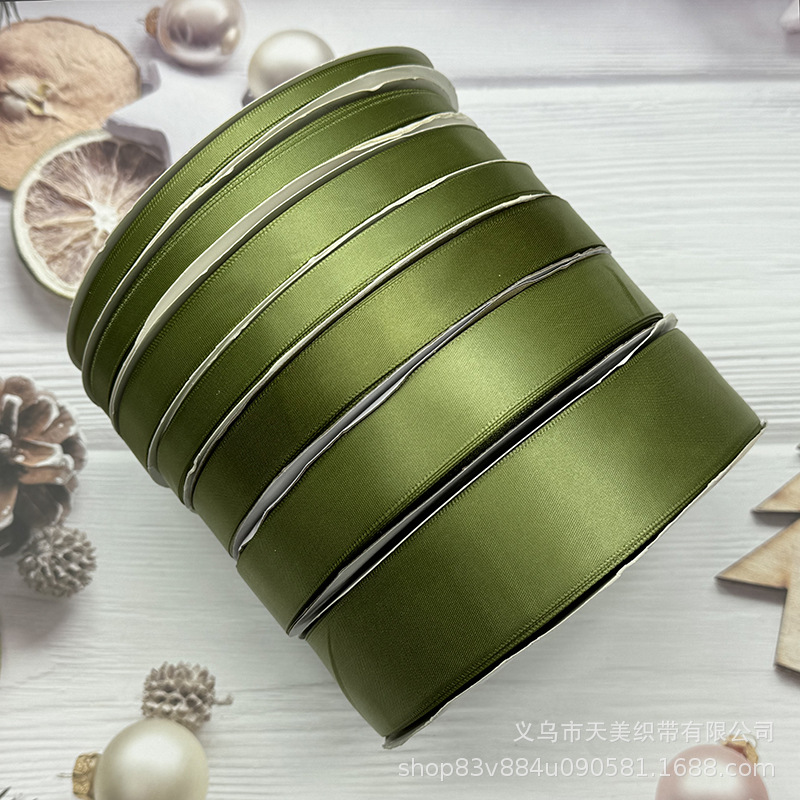0.6-5M matcha green ribbon handbag souvenir DIY hand-woven olive green ribbon 1CM encrypted polyester