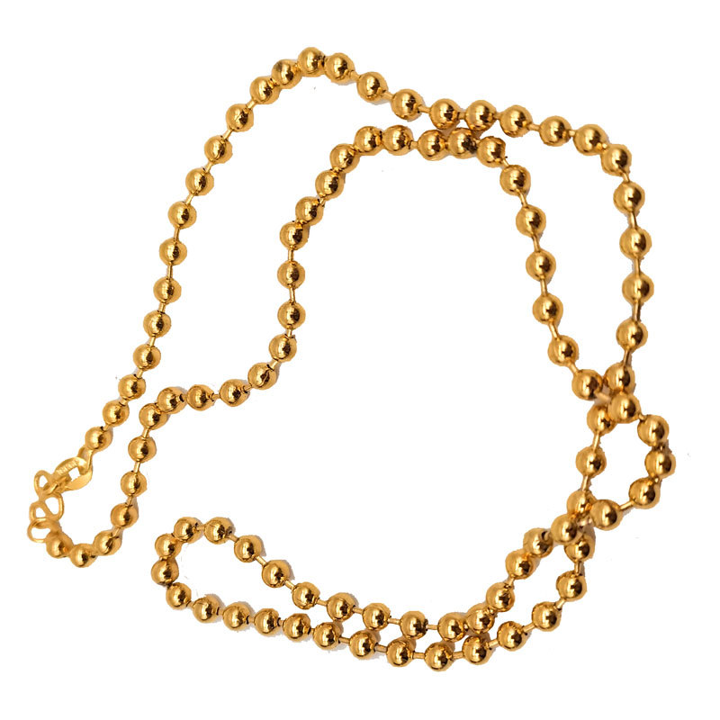 3.0mm women's round bead necklace, brass electroplated 24K gold fine chain, fashionable and simple necklace wholesale Item Picture