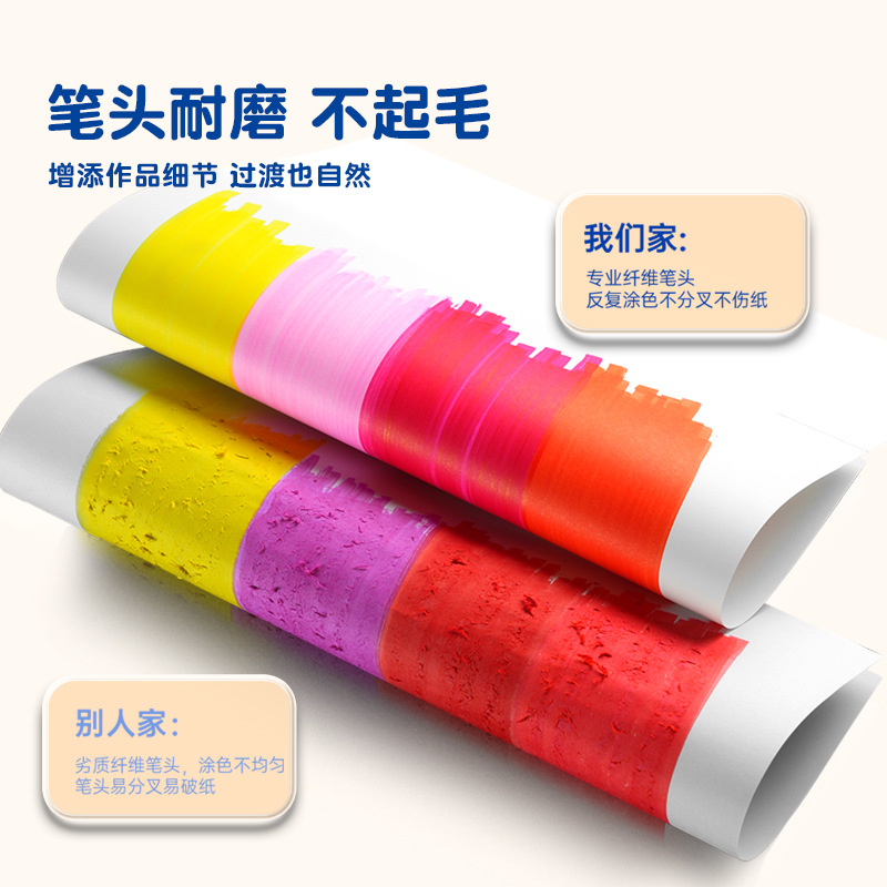 Tianhui Cross-border Double-headed oil-based marker pen, four-corner rod, large-capacity square head watercolor pen, student painting and design brush Specification image