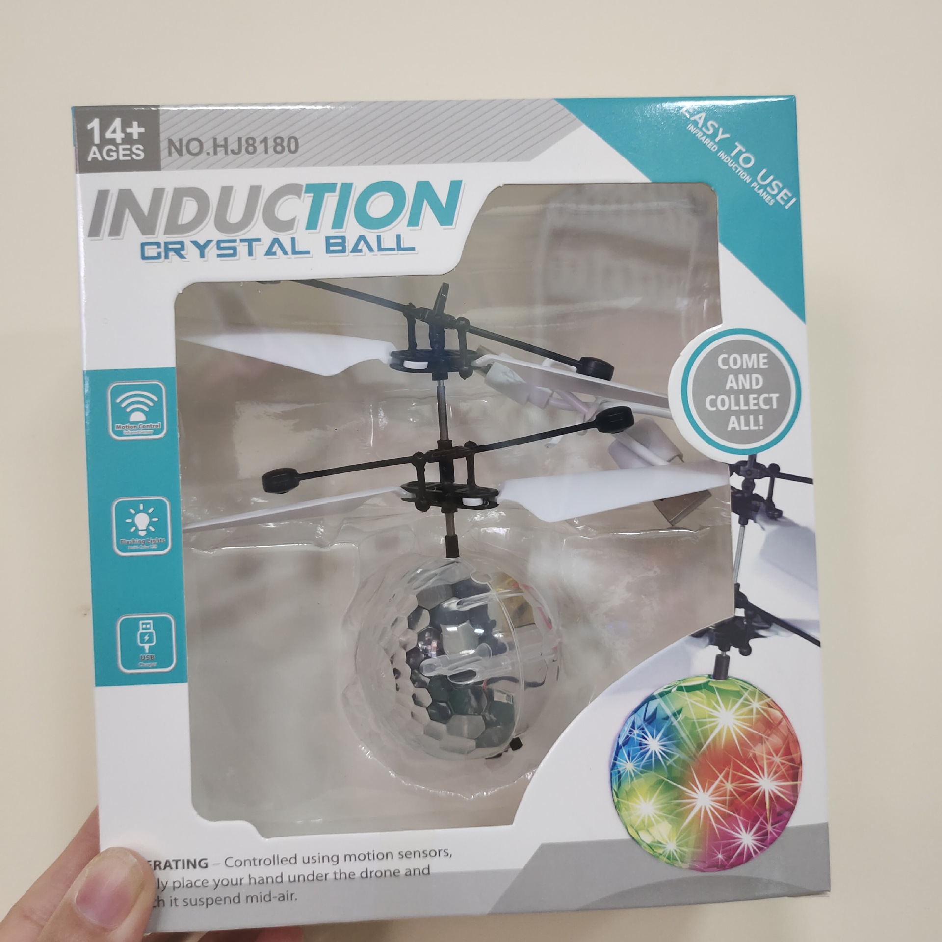 Wholesale of remote-controlled intelligent sensing crystal ball seven-color flashing flight charging aircraft Specification image