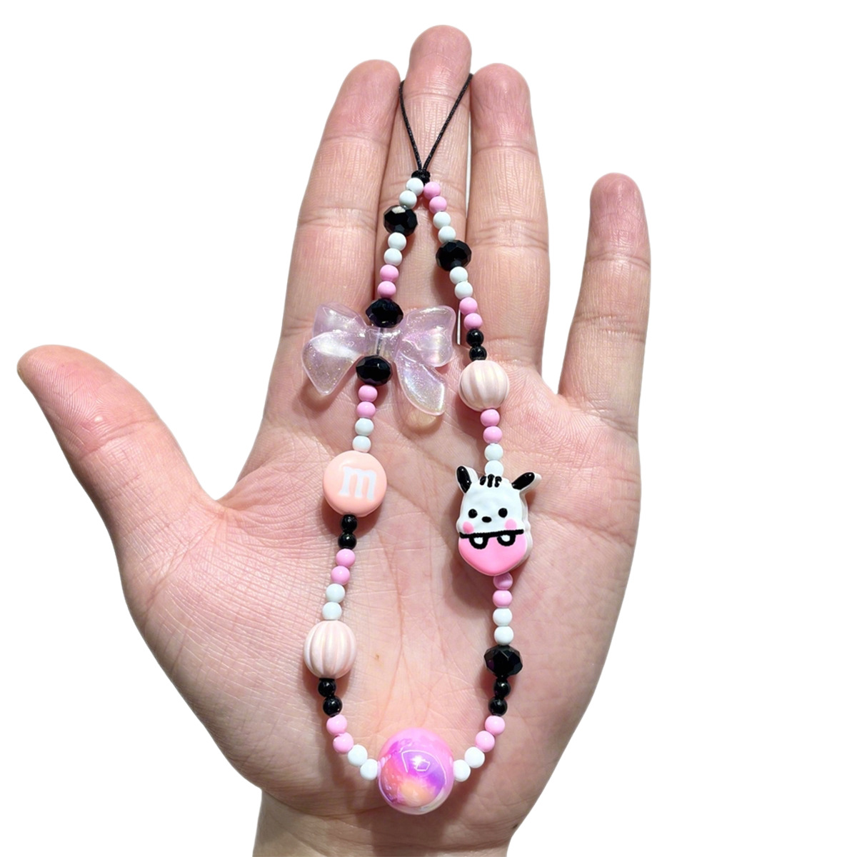 Gradient color-blocking cartoon beaded mobile phone chain, cute 3D doll hand-painted pendant, girlish Ins-style ccd pendant Item Picture