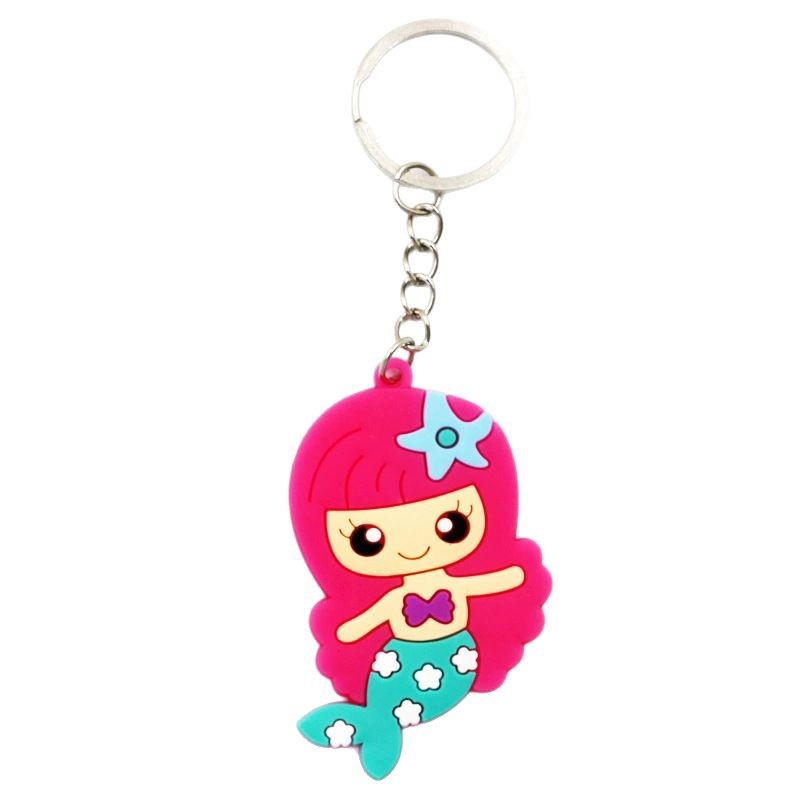 Amazon Cross-border new anime cartoon mermaid keychain PVC soft rubber keychain car luggage pendant Item Picture