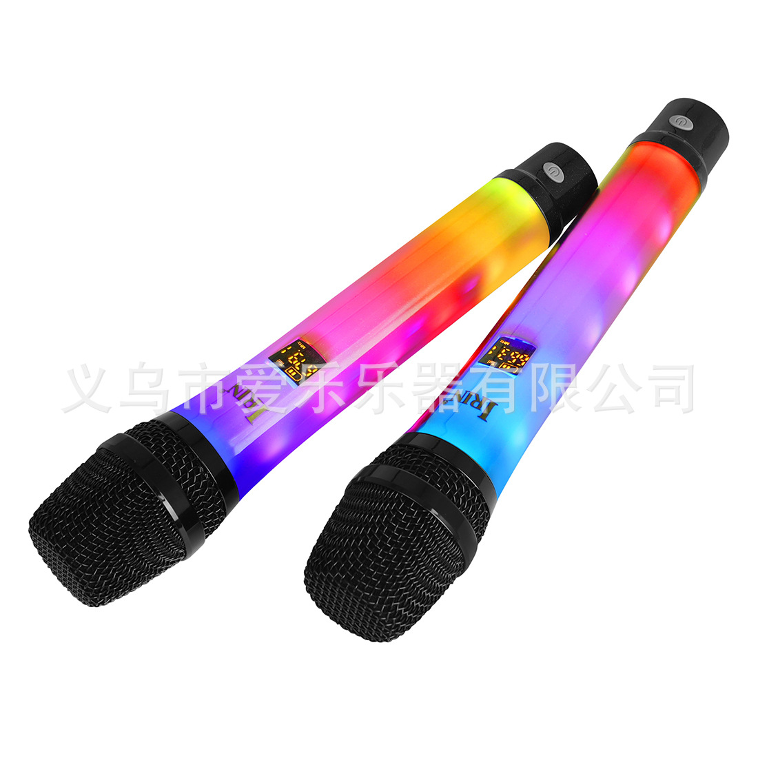 Cross-border wireless microphone RGB one-to-two outdoor stage karaoke live performance handheld microphone with light emission details Picture