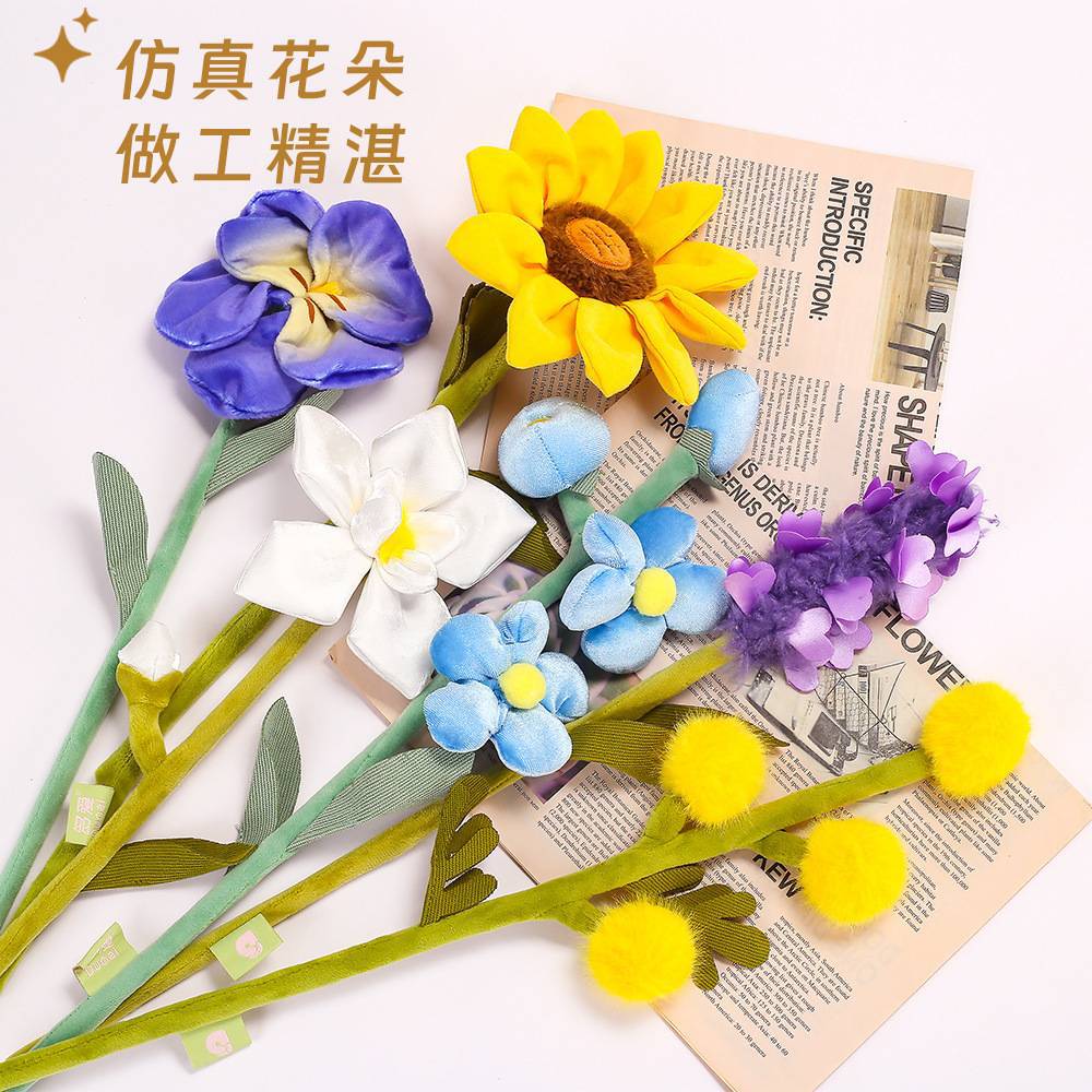 A lot of heartwarming plush flower dolls, bouquets, fabric sunflowers, tulips, birthday creative Valentine's Day gifts details Picture